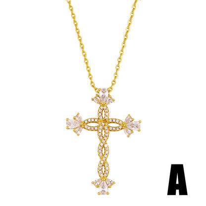 Cross Necklace Classic Diamond Cross Pendant Clavicle Chain