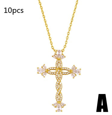 Cross Necklace Classic Diamond Cross Pendant Clavicle Chain