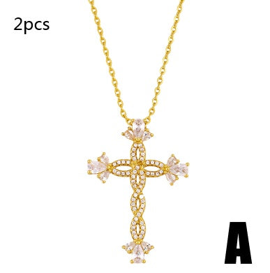 Cross Necklace Classic Diamond Cross Pendant Clavicle Chain