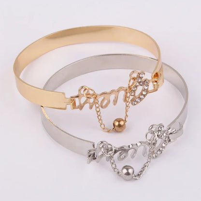 Gold Plating Crystal Bracelets for Women Fashion Titanium Love Stainless Steel Bangle Feminina Jewelry Accessories Free Shipping