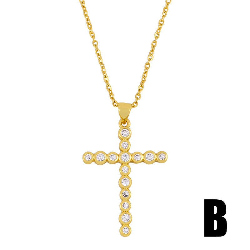 Cross Necklace Classic Diamond Cross Pendant Clavicle Chain