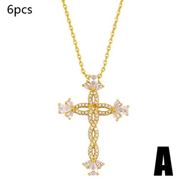 Cross Necklace Classic Diamond Cross Pendant Clavicle Chain